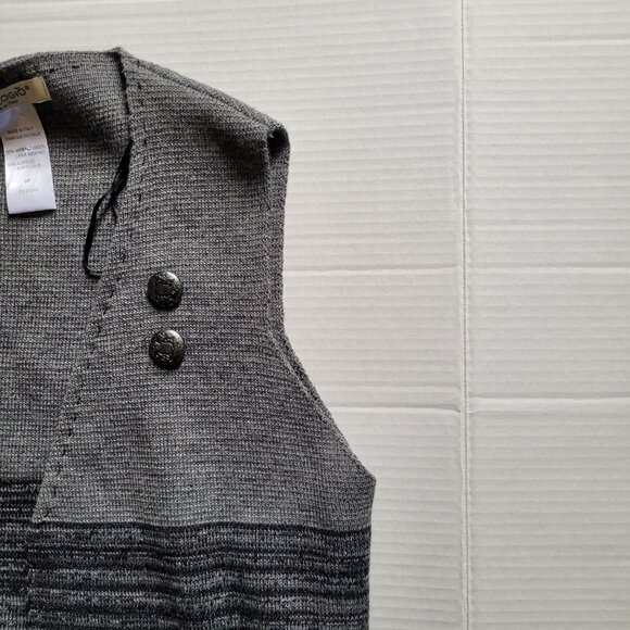 Cocogio sweater maxi vest merino wool cardigan black grey stripes color block - Picture 11 of 12